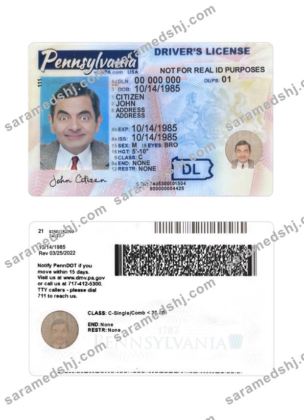 USA Pennsylvania driving license 2024-present